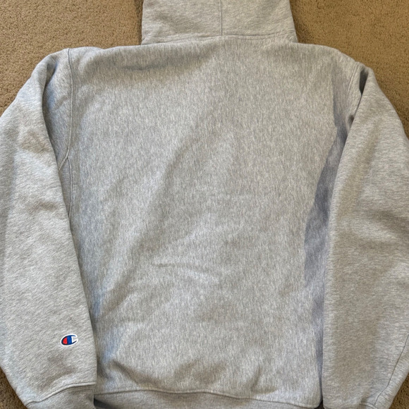 Vtg Champion Reverse Weave Womens Sweatshirt Gray Double Snap Collar Hooded M - Picture 4 of 12